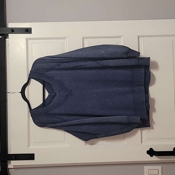 aerie Tops - Aerie Navy V-neck Distressed Look Slouchy Comfy Sweatshirt Size L